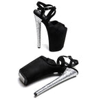 9-Inch Glitter Platform Sandals - Slip-On Heels