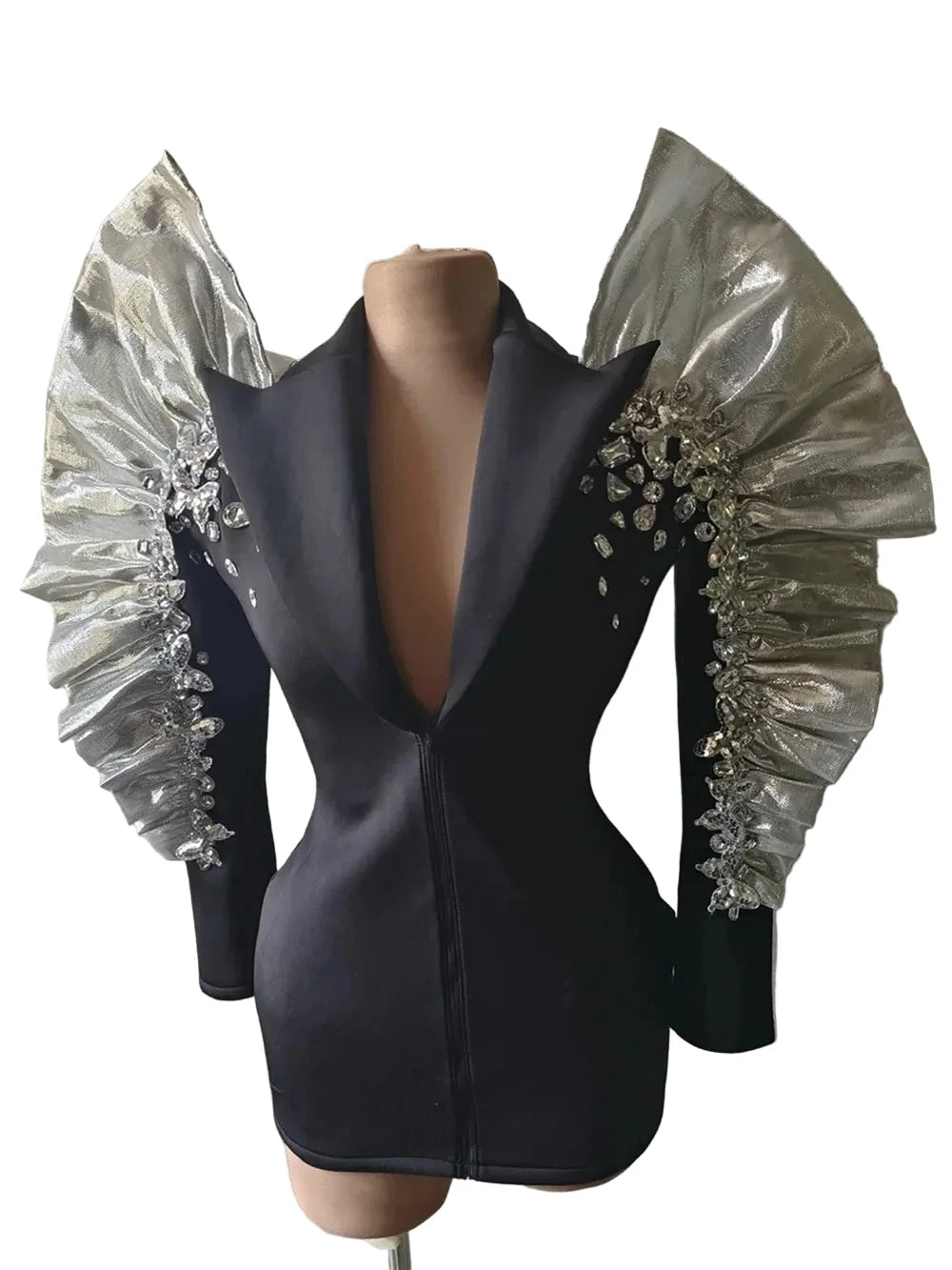 Rhinestone Fringe Blazer Mini Dress | Crystal Tassel | Showgirl | Stage Performance