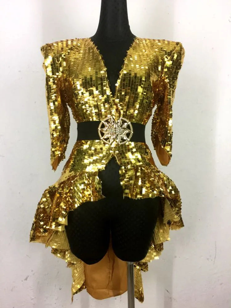 Sequin High-Low Tailcoat | Belt Included