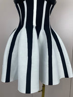 Stripe Halter Bandage Dress | Black & White | Mini