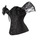 Lace Puff Sleeve Overbust Corset | Satin | Burlesque | Plus Size