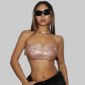 Rhinestone Sequin Bandage Tube Top - Backless Crop Top
