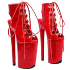 Patent Leather Open-Toe Ankle Boots 23cm - Platform Pole Dance Heels