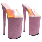 26CM Platform Sandals - Holographic Glitter Extreme High Heel Pole Dance Shoes