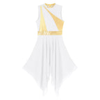 Lyrical Praise Dance Dress | Metallic Waist | Asymmetric Hem