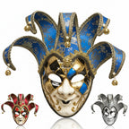 Venetian Jester Mask | Full Face with Bells | 3 Colors