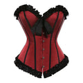 Satin Overbust Corset | Ruffle Trim | Lace-Up Back