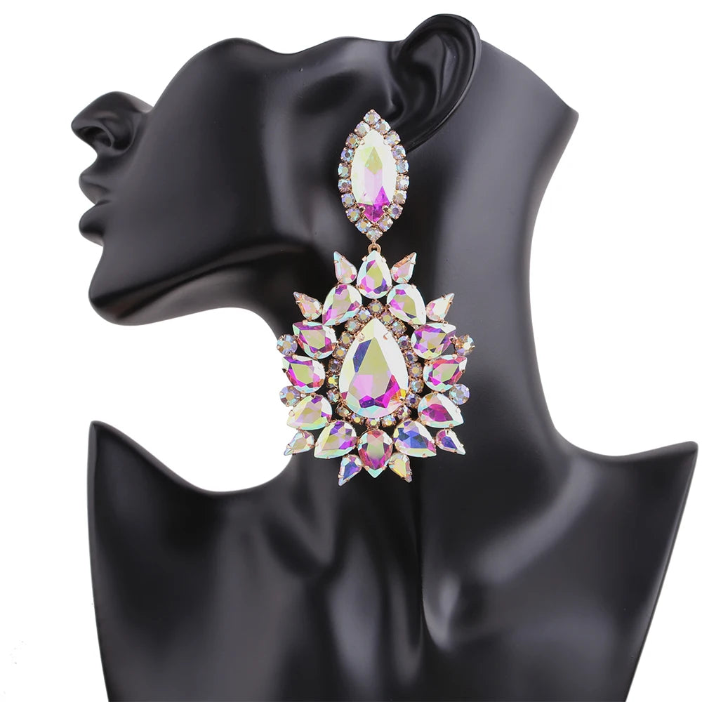Rhinestone Drop Earrings | Clip or Pin