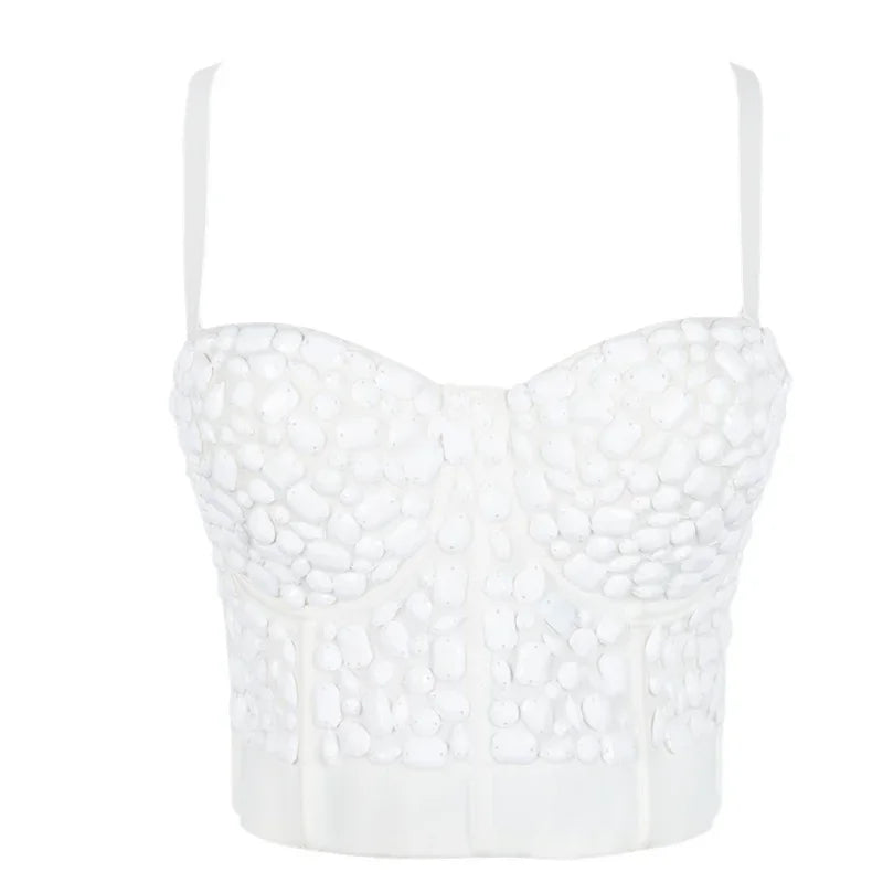 Rhinestone Beaded Bustier Bra Top | Stage & Party