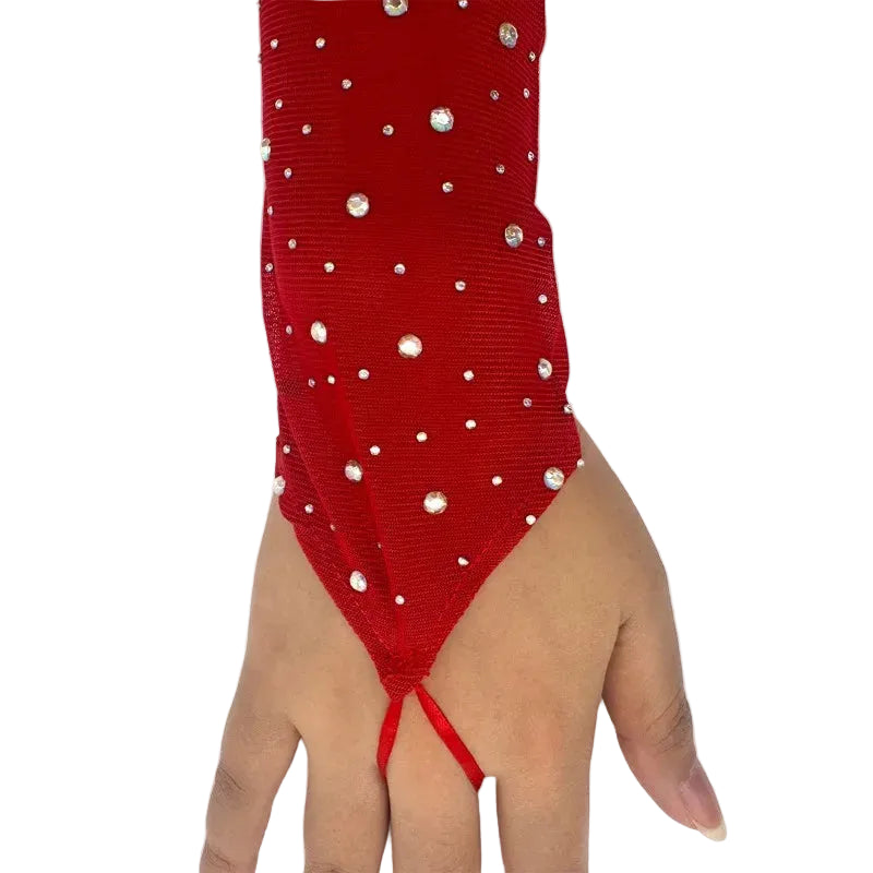 Rhinestone Mesh Opera Gloves | Fingerless | 3 Colors