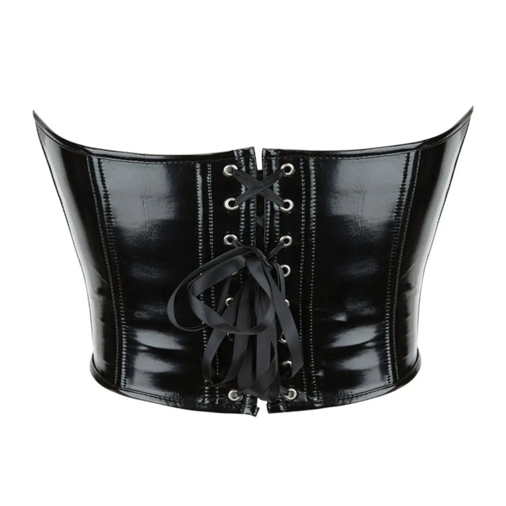 Shiny Patent Overbust Corset | Sweetheart | Black, White & Red