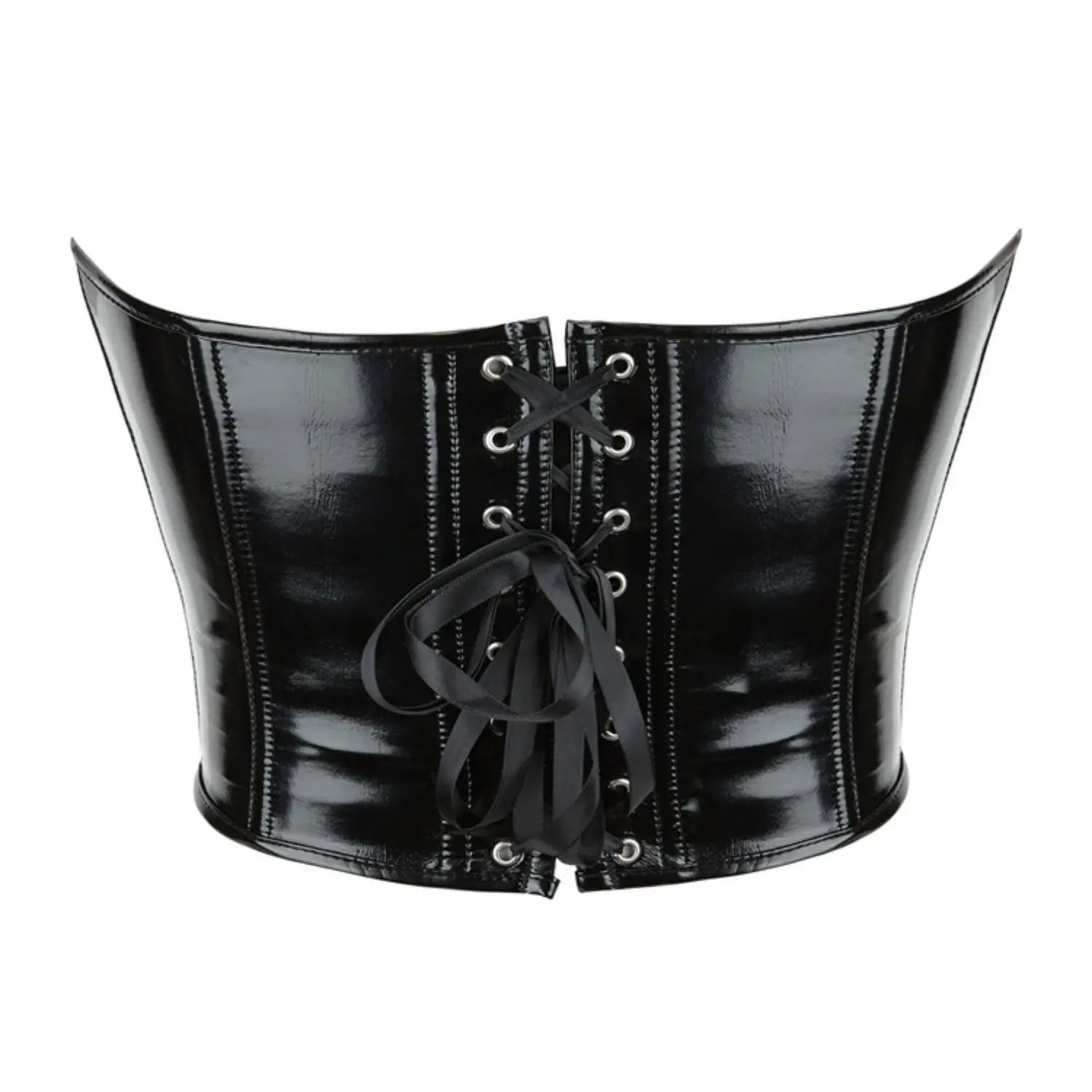 Shiny Patent Overbust Corset | Sweetheart | Black, White & Red