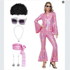 70s Disco Costume | Bell-Bottom Set & Afro Wig