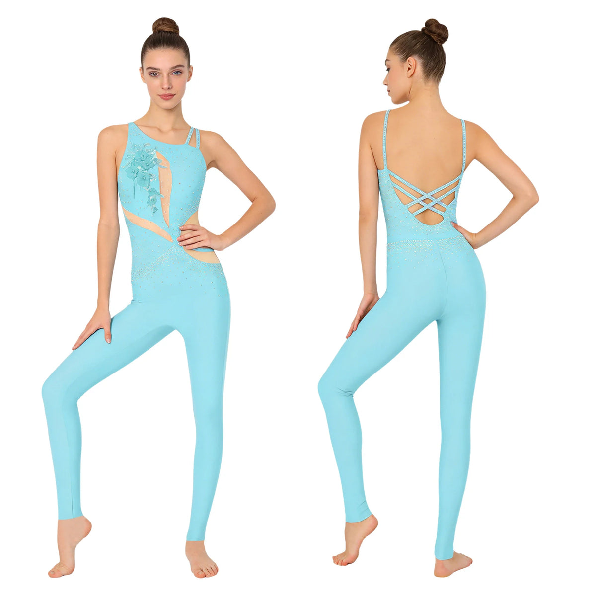 Women's Rhinestone Mesh Unitard | Multiple Styles | 20 Designs | S–3XL