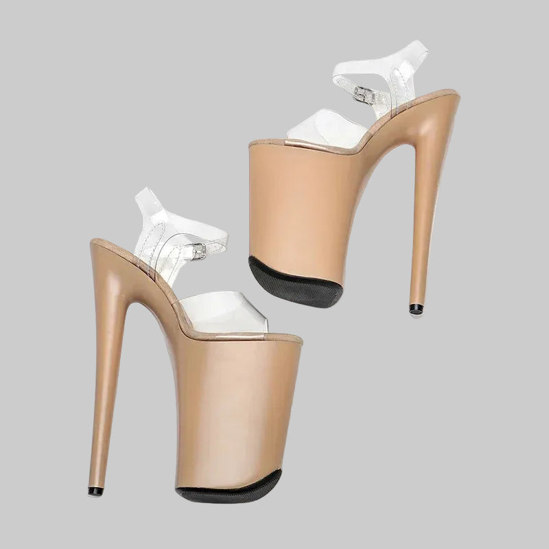 23CM Clear PVC Platform Sandals - 9 Inch High Heel Pole Dance Shoes