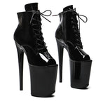 9-Inch Patent Open-Toe Platform Boots | Lace-Up