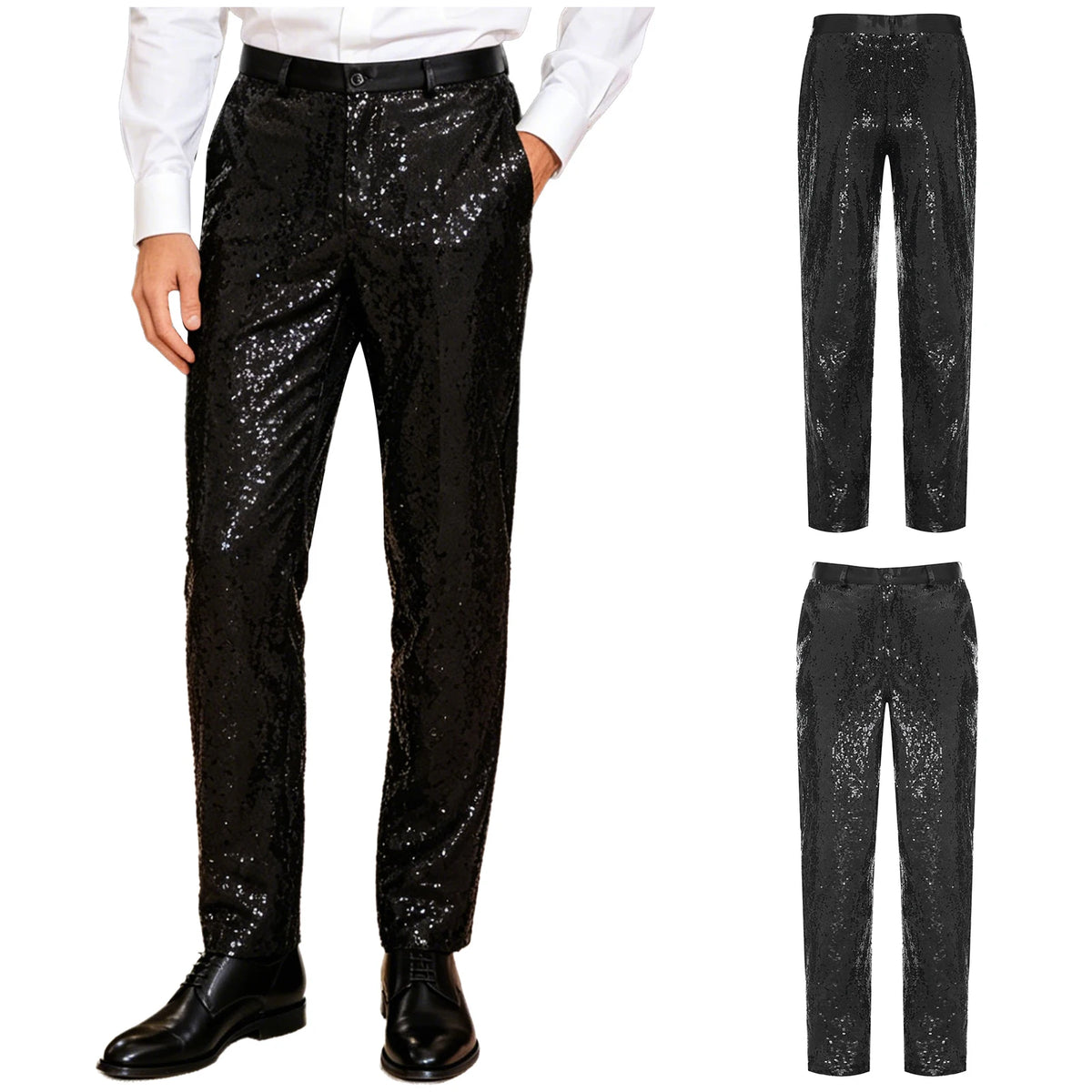 Men's Sequin Disco Pants | Elastic Waist | Side Pockets