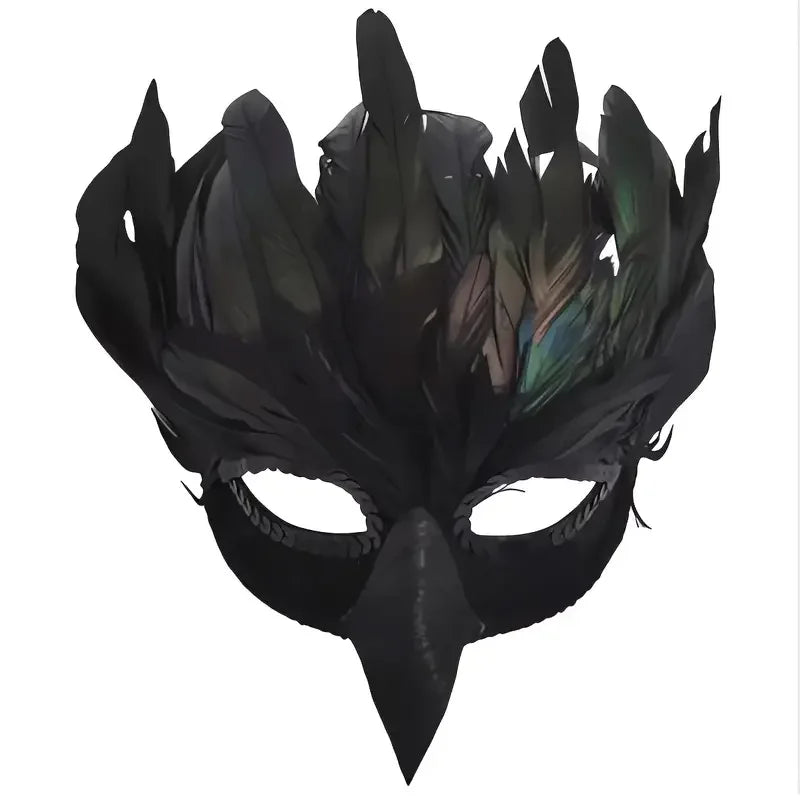 Black Feather Raven Mask | Crow Beak | Half Face | One Size