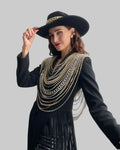 Rhinestone Metal Tassel Chain Crop Top