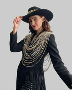 Rhinestone Metal Tassel Chain Crop Top