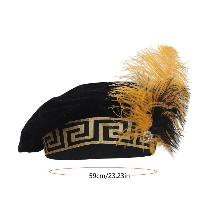 Tudor Costume Hat | Feather Trim