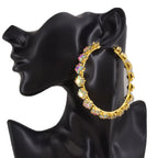 Rhinestone Hoop Earrings | Crystal Glass | Jumbo 8CM