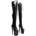 Patent Platform Thigh-High Boots – 8-Inch Pole Dance Heels, Black