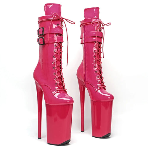 10-Inch Platform Ankle Boots - Patent Leather Stage Performance Heels