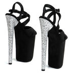 9-Inch Glitter Platform Sandals - Slip-On Heels