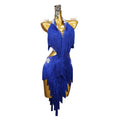 Blue Rhinestone Latin Dance Competition Dress