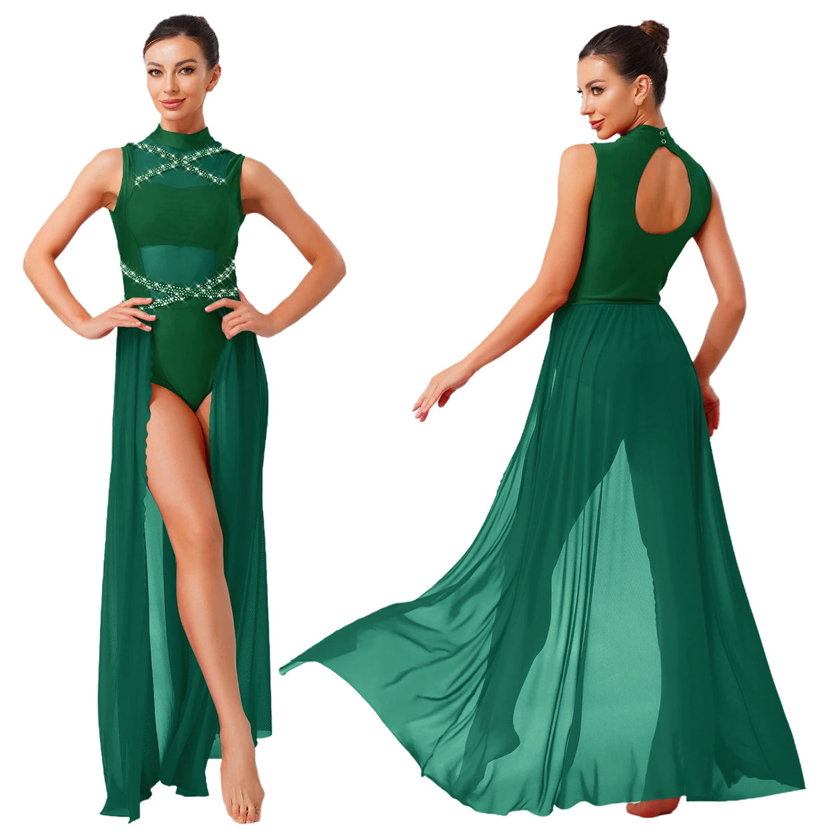 Sequin Lyrical Dance Dress | Mesh & Tulle | Built-In Briefs