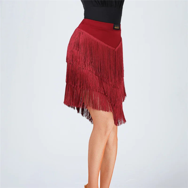 Latin Dance Skirt | Black Fringe