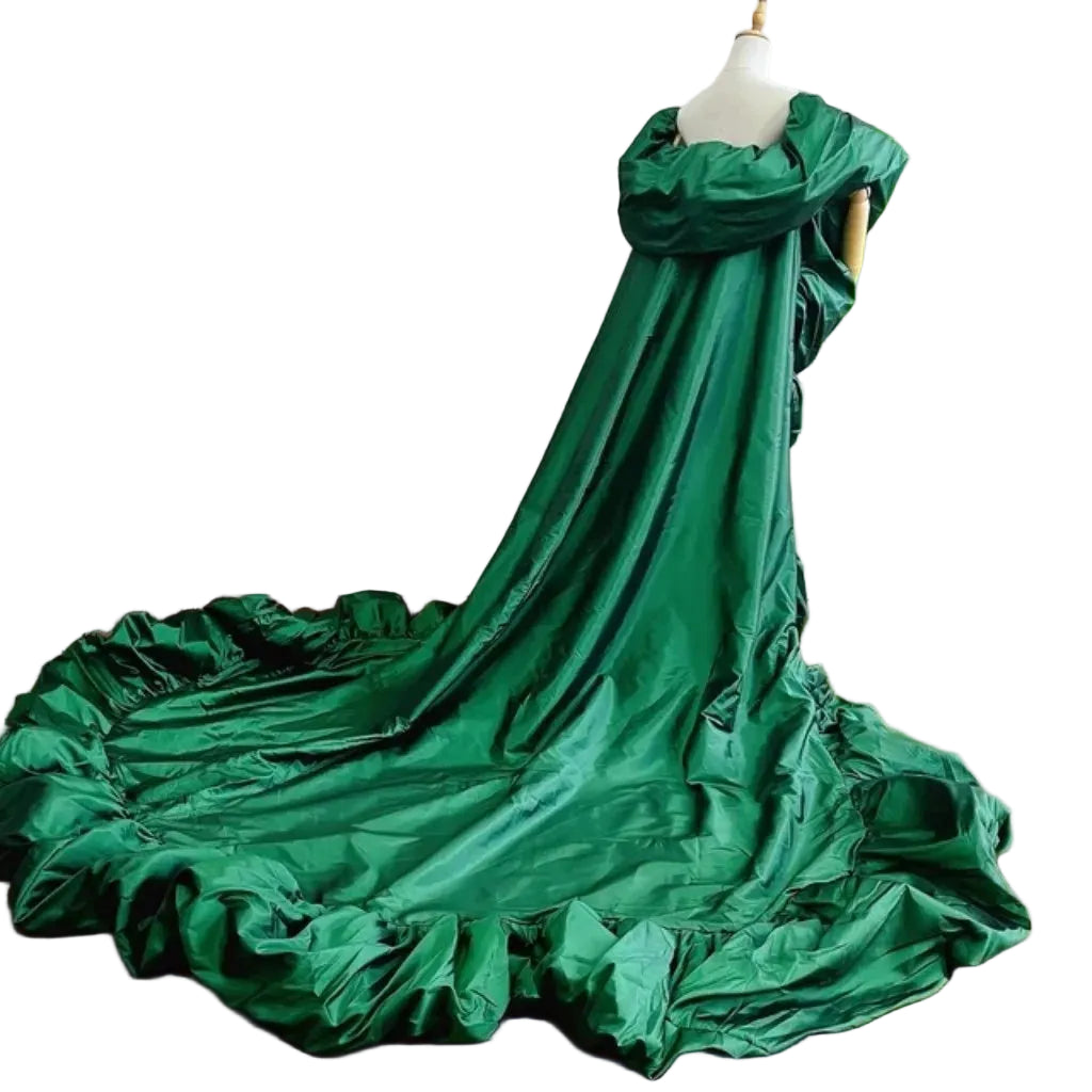 Taffeta Cape | Puffy Ruffle Edge & 230cm Train | Pageant & Evening
