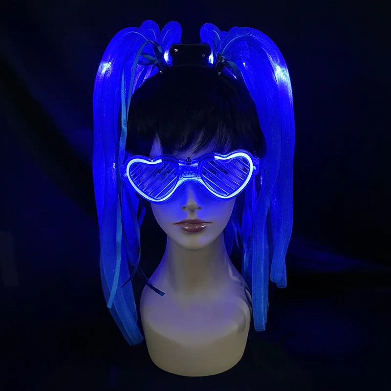 LED Light-Up Braid Pigtail Headband | Rave Festival Hair