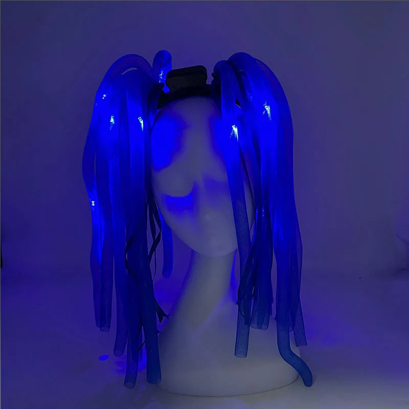 LED Light-Up Braid Pigtail Headband | Rave Festival Hair