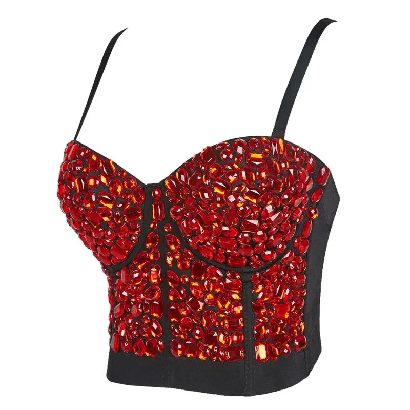 Rhinestone Beaded Bustier Bra Top | Stage & Party