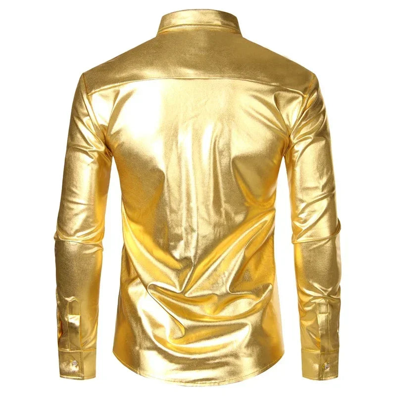Men's Metallic Shimmer Shirt | Long Sleeve | Stage & Party | 5 Colors