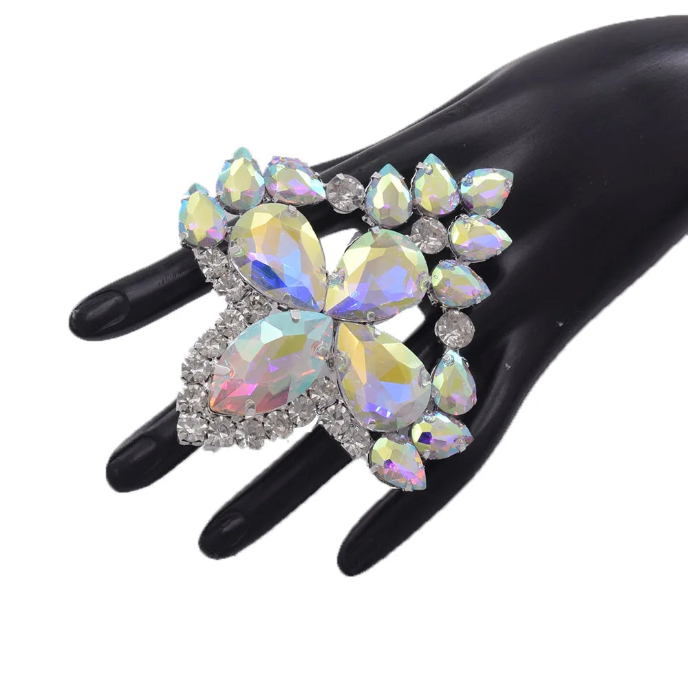 Oversized Rhinestone Cocktail Ring | Adjustable | 8 Colors