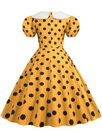 Vintage Polka Dot Puff Sleeve Dress | Petticoat | S–XXL