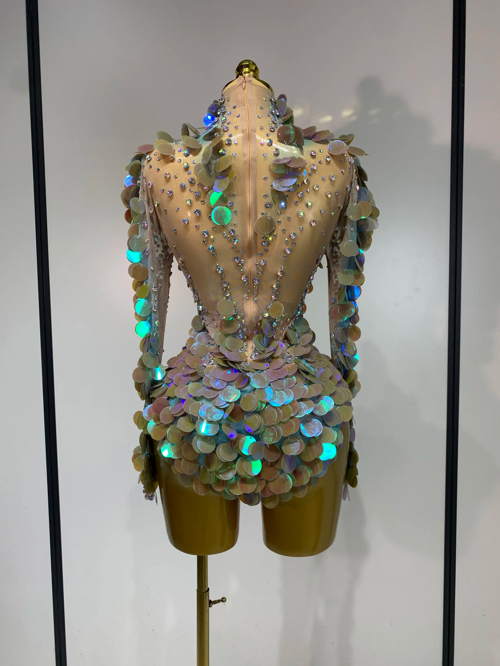 Rhinestone Stage Bodysuit | Iridescent Embellishment