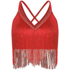 Fringe Tassel Crop Top | Crisscross Back | Latin Dance & Stage | 7 Colours