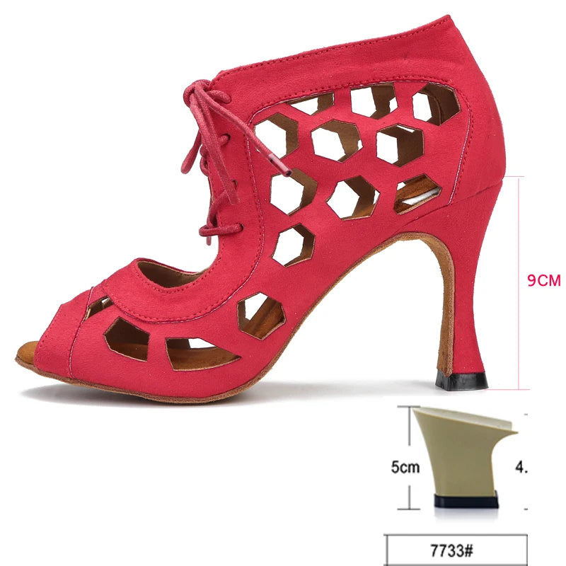 Women's Suede Latin Dance Heels | Rumba Salsa Tango | Cuban Heel