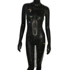 Rhinestone Fishnet Mini Dress - Sheer Cover-Up Party Dress