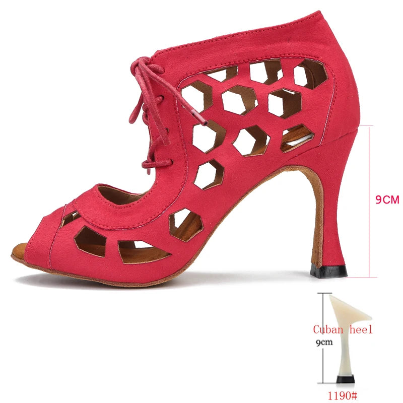 Women's Suede Latin Dance Heels | Rumba Salsa Tango | Cuban Heel