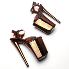 9-Inch Electroplated Platform Sandals - Slip-On Dance Heels