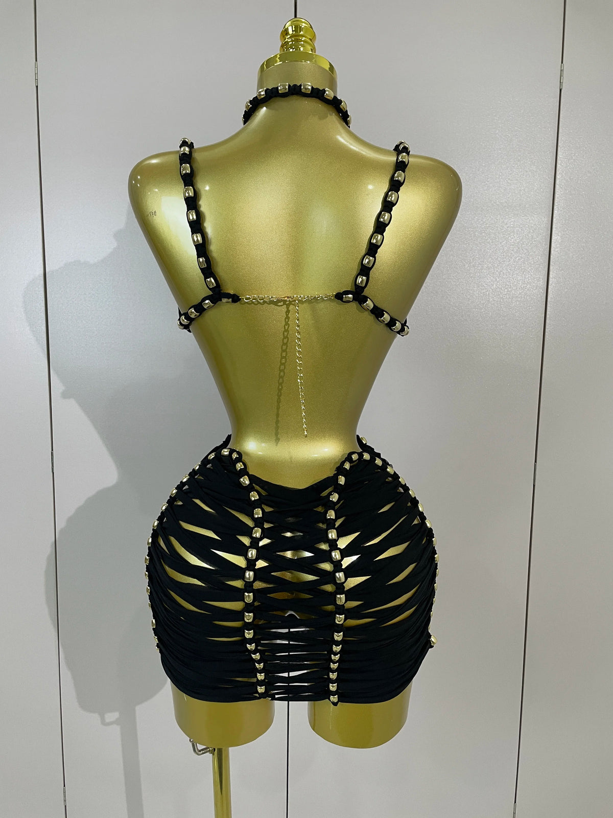 Lace-Up Corset Two-Piece Set | Halter Bra & Mini Skirt | Stage