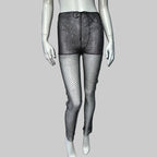 Rhinestone Fishnet Pants - Sheer Mesh Trousers