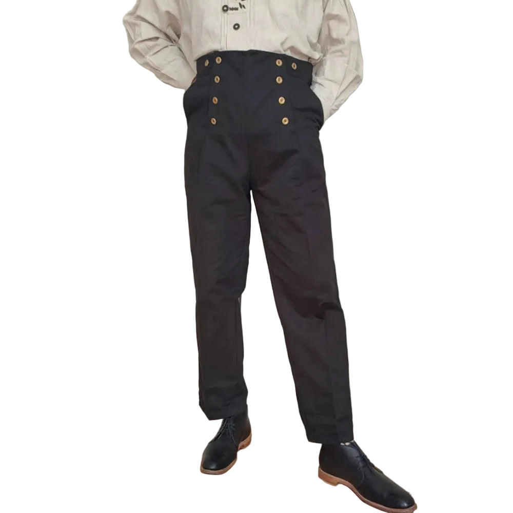Steampunk Trousers | High-Waist Fall Front