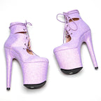 8-Inch Glitter Platform Ankle Boots