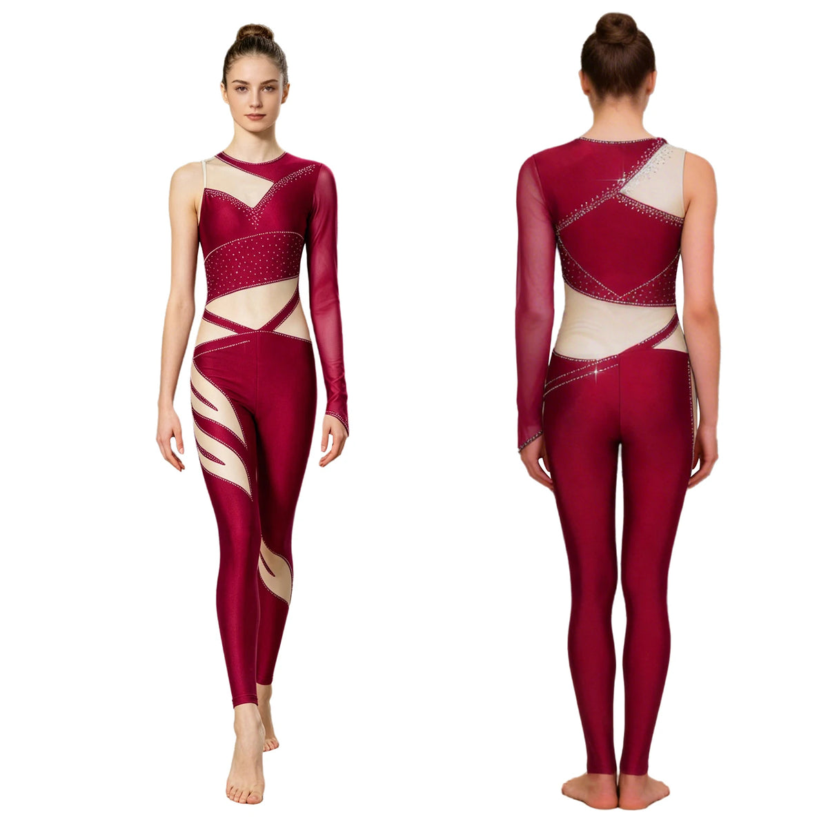 Women's Rhinestone Mesh Unitard | Multiple Styles | 20 Designs | S–3XL